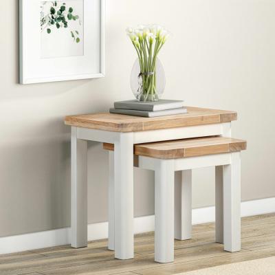 Hayley Oak And White Nest Of 2 Tables