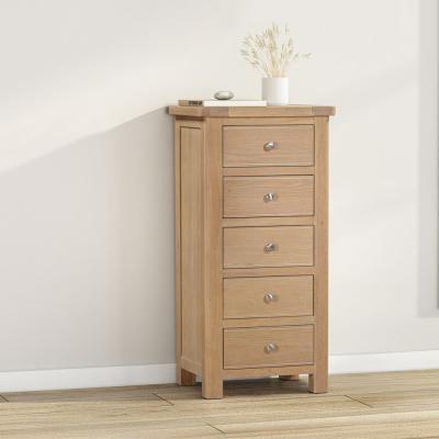 Hayley Oak 5 Drawer Tall Chest