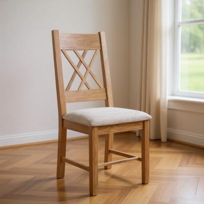 2 X Clarion Oak Cross Back Dining Chair