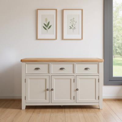 Janelle Oak And Grey 3 Door Medium Sideboard 150cm