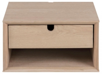 Product photograph of Clancy Oak 1 Drawer Wall Bedside Cabinet from Choice Furniture Superstore