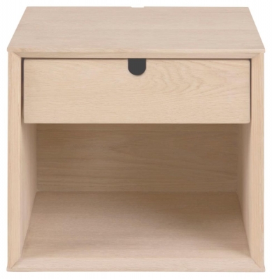 Product photograph of Clancy Oak 1 Drawer Tall Floating Bedside Cabinet from Choice Furniture Superstore