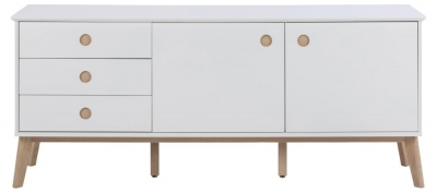 Product photograph of Clancy White 2 Door 3 Drawer Wide Sideboard from Choice Furniture Superstore