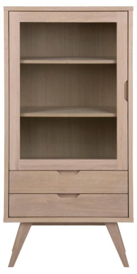 Product photograph of Anvik Oak 1 Door 2 Drawer Display Cabinet from Choice Furniture Superstore
