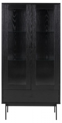 Avilla Black 2 Door 1 Drawer Display Cabinet