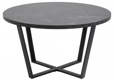 Alsey Black Marble Effect Top Round Coffee Table