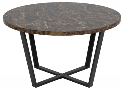 Product photograph of Alsey Brown Marble Effect Round Coffee Table from Choice Furniture Superstore