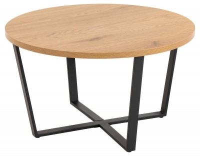 Product photograph of Alsey Wild Oak And Matt Black Legs Round Coffee Table from Choice Furniture Superstore