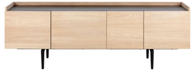 Product photograph of Calio Oak And Black Legs 4 Door Sideboard from Choice Furniture Superstore