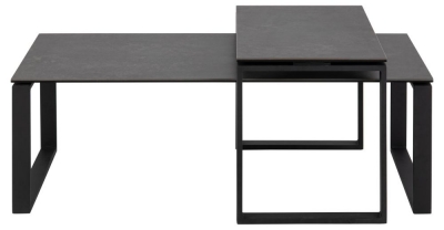 Product photograph of Kiefer Black Ceramic Coffee Table Set Of 2 from Choice Furniture Superstore