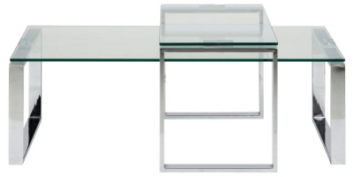 Product photograph of Kiefer Clear Glass Coffee Table Set Of 2 from Choice Furniture Superstore