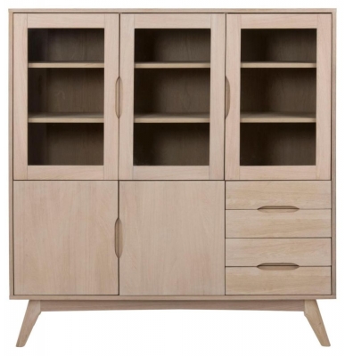Product photograph of Maceo Oak 5 Door 4 Drawer Display Cabinet from Choice Furniture Superstore
