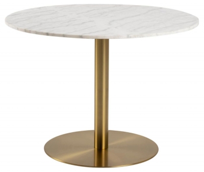 Corley White Marble Effect 4 Seater Round Dining Table