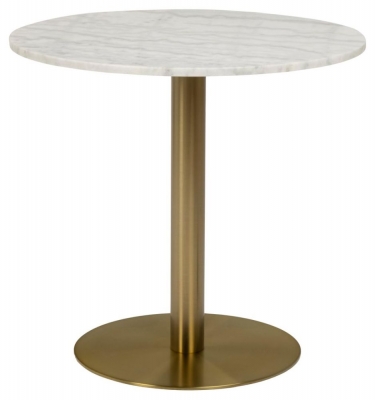 Corley White Guangxi Marble Effect and Gold 2 Seater Round Dining Table - 80cm