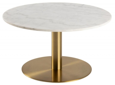 Product photograph of Corley White Guangxi Marble Effect Round Coffee Table from Choice Furniture Superstore