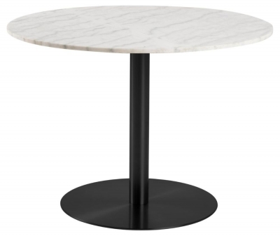 Product photograph of Corley Black And White Marble Effect 4 Seater Round Dining Table from Choice Furniture Superstore