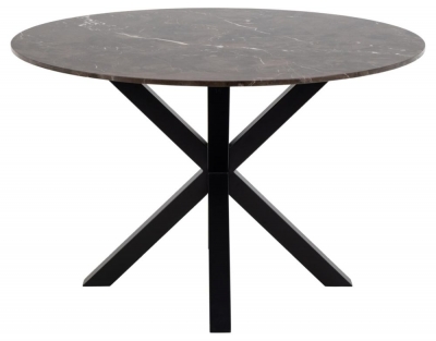 Horatio Black And Brown Marble Effect 4 Seater Round Dining Table