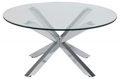 Product photograph of Heaven Glass And Chrome Round Coffee Table from Choice Furniture Superstore