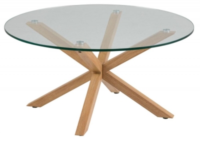 Product photograph of Hamden Glass Top Round Coffee Table from Choice Furniture Superstore
