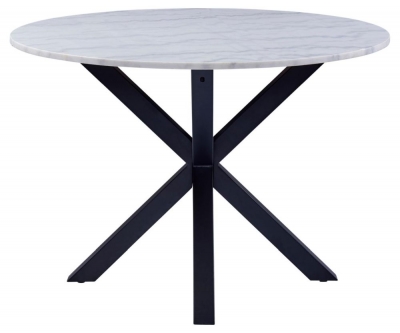 Product photograph of Hamden White Guangxi Marble Effect Round Dining Table - 2 Seater from Choice Furniture Superstore