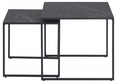 Product photograph of Iselin Black Melamine Top Nest Of 2 Tables from Choice Furniture Superstore