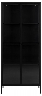 Product photograph of Newcastle Matt Black 2 Door Tall Display Cabinet from Choice Furniture Superstore