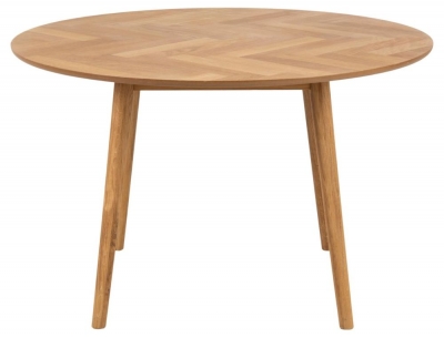 Product photograph of Nibley Oak With Herringbone Pattern 4 Seater Round Dining Table from Choice Furniture Superstore