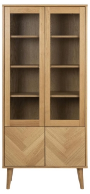 Product photograph of Nibley Oak Veneer 4 Door Display Cabinet from Choice Furniture Superstore