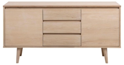 Product photograph of Nibley White Pigmented Oak Veneer 2 Door 3 Drawer Sideboard from Choice Furniture Superstore