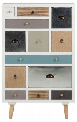 Product photograph of Tiro White With Multi Coloured 13 Drawer Chest from Choice Furniture Superstore