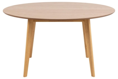 Product photograph of Reid Wooden 4 Seater Round Dining Table - Comes In Oak Veneer White And Matt Black Options from Choice Furniture Superstore