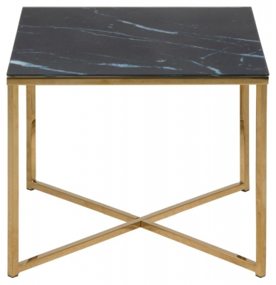 Product photograph of Apison Black Marble Effect Square Side Table from Choice Furniture Superstore