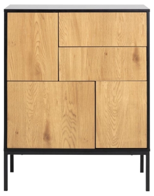 Product photograph of Salvo Oak And Black Metal 3 Door 2 Drawer Sideboard from Choice Furniture Superstore