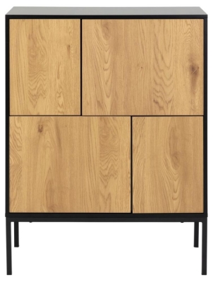 Product photograph of Salvo Oak And Black Metal 4 Door Sideboard from Choice Furniture Superstore