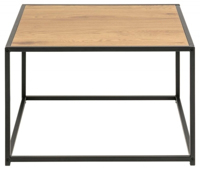 Product photograph of Salvo Oak And Black Metal Square Coffee Table from Choice Furniture Superstore