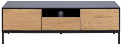 Product photograph of Salvo 2 Door 1 Drawer Tv Unit - Comes In Wild Oak And Black And Black Options from Choice Furniture Superstore