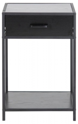 Product photograph of Salvo Black 1 Drawer Bedside Table from Choice Furniture Superstore