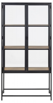 Product photograph of Salvo Wooden 2 Door Display Cabinet - Comes In Black White Oak And Black Options from Choice Furniture Superstore