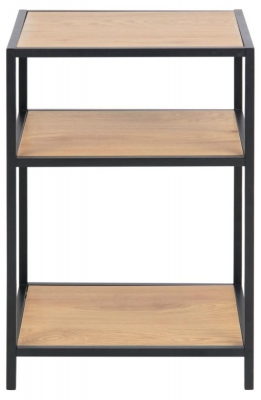 Product photograph of Salvo Oak And Black Bedside Table from Choice Furniture Superstore