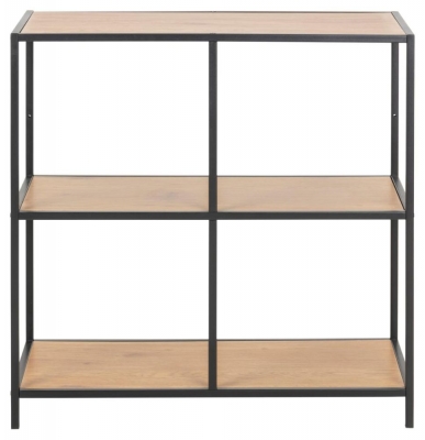Product photograph of Salvo Oak And Black Metal Bookcase With 2 Shelves from Choice Furniture Superstore