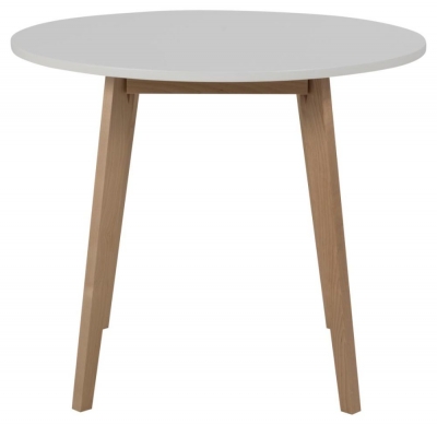 Product photograph of Reeder White And Birch 2 Seater Round Dining Table - 90cm from Choice Furniture Superstore