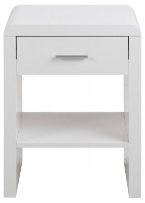 Product photograph of Selden High Gloss White 1 Drawer Bedside Table from Choice Furniture Superstore