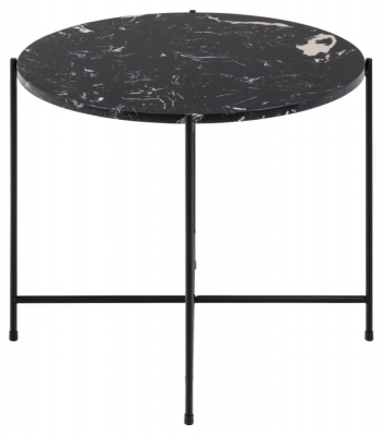 Product photograph of Anza Black Marble Effect Large Round Side Table from Choice Furniture Superstore