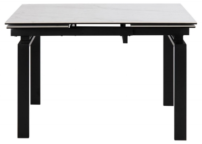 Image of Hauser White Akranes Ceramic Top and Black Leg 4 Seater Extending Dining Table - 120cm-200cm