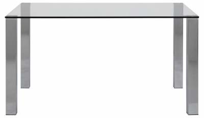 Product photograph of Kelso Clear Glass And Chrome 4 Seater Dining Table from Choice Furniture Superstore