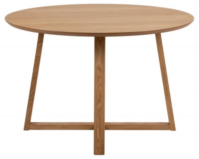 Product photograph of Milaca Round 4 Seater Dining Table - Comes In Oak And Black Options from Choice Furniture Superstore