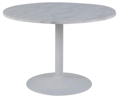 Tiro Marble 2 Seater Round Pedestal Dining Table - Comes White Marble Top and White Leg and White Marble Top and Black Leg Options
