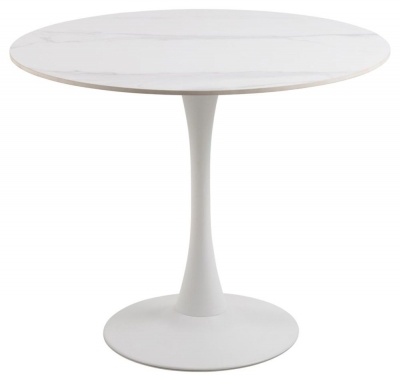 Product photograph of Miles Ceramic Round Pedestal 2 Seater Dining Table - Comes In White And Black Options from Choice Furniture Superstore