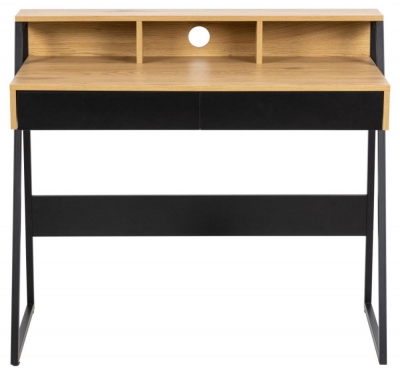 Product photograph of Roscoe Oak Top 2 Drawer Desk from Choice Furniture Superstore