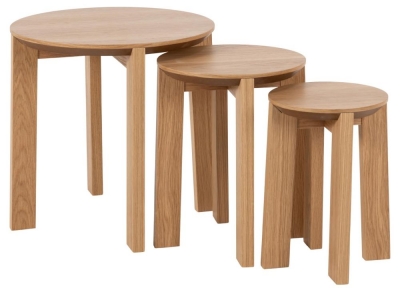Product photograph of Mabel Oak Round Nest Of 3 Tables from Choice Furniture Superstore